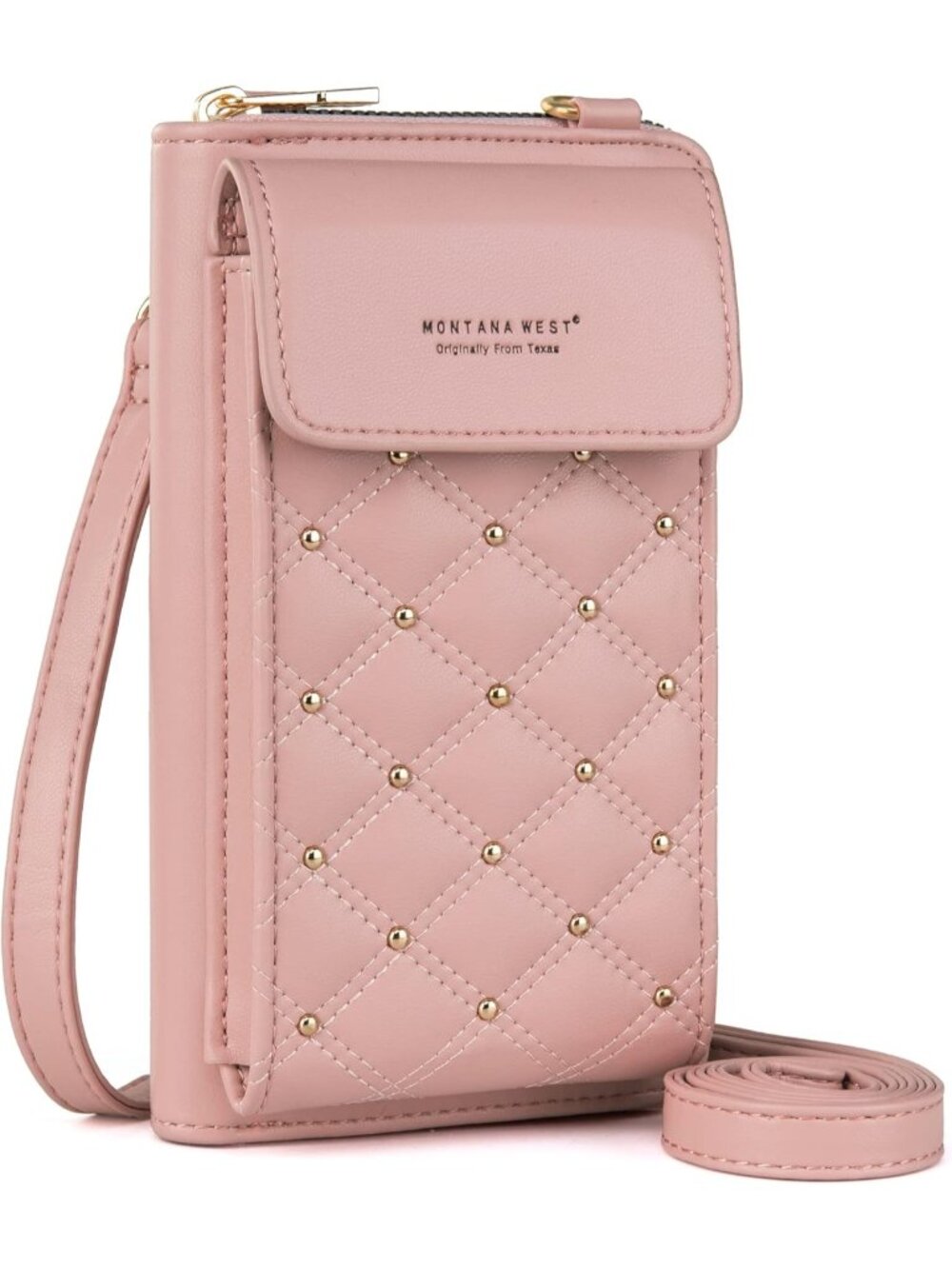 Montana West Women's Pink Faux Leather Cell Phone Adjustable strap Crossbody Bag